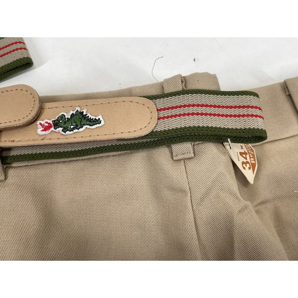 Sears Sportswear Belted Chino Slacks Vintage Mens Size 34x32 Beige NWT‎ Dragon - Picture 11 of 11